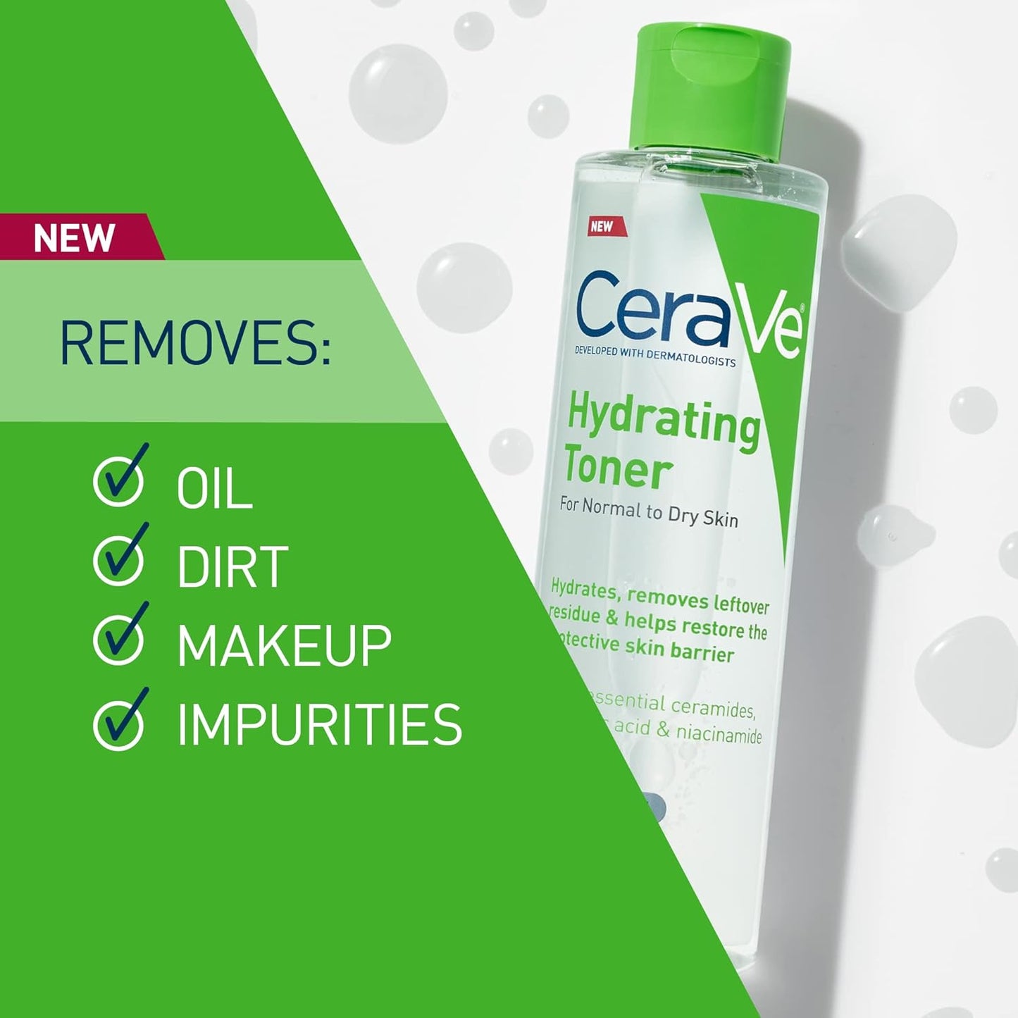 CeraVe Hydrating Toner for Face Non-Alcoholic with Hyaluronic Acid, Niacinamide, and Ceramides for Sensitive Dry Skin, Fragrance-Free Non Comedogenic, Full Size, 6.80 Ounce (Pack of 1)