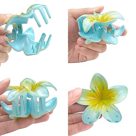 United Fashion Flower Hair Clips for Women Hair Claw Clips, Summer Beach Essentials Hair Accessories {2PCS Set}