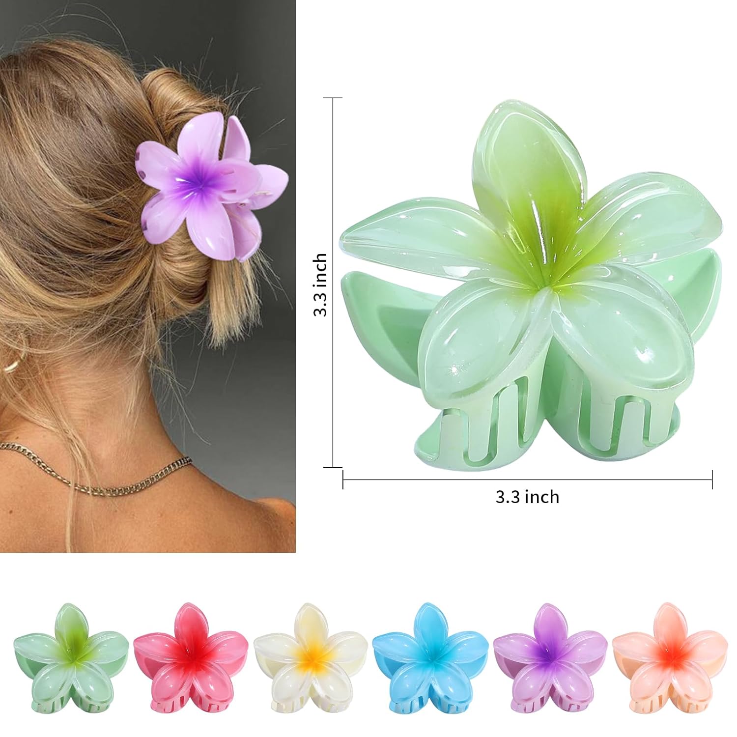 United Fashion Flower Hair Clips for Women Hair Claw Clips, Summer Beach Essentials Hair Accessories {2PCS Set}