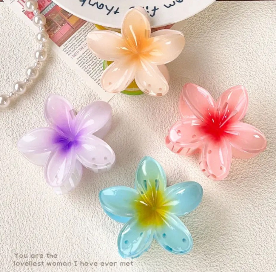 Flower Hair Clip Nonslip Flower Claw Clip Hair Claw Clips for Women Girls, Large Acrylic Hair Jaw Clips Hair Accessories Mini Hair Clips for Medium Thick Hair [4PCS Set]