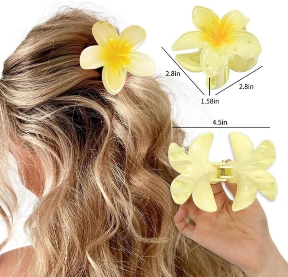 Flower Hair Clip Nonslip Flower Claw Clip Hair Claw Clips for Women Girls, Large Acrylic Hair Jaw Clips Hair Accessories Mini Hair Clips for Medium Thick Hair [4PCS Set]