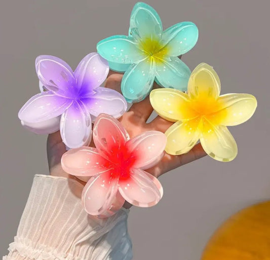 Flower Hair Clip Nonslip Flower Claw Clip Hair Claw Clips for Women Girls, Large Acrylic Hair Jaw Clips Hair Accessories Mini Hair Clips for Medium Thick Hair [4PCS Set]