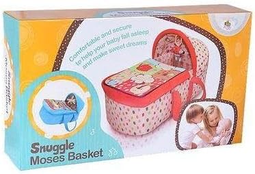 Comfortable Moses Basket, Polka Dot Pattern, Secure Design for Baby Sleep, (Blue)