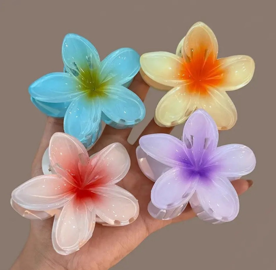 Flower Hair Clip Nonslip Flower Claw Clip Hair Claw Clips for Women Girls, Large Acrylic Hair Jaw Clips Hair Accessories Mini Hair Clips for Medium Thick Hair [4PCS Set]