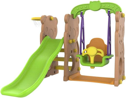 Mini Panda Indoor/Outdoor Bear Slide With Swing And Basketball