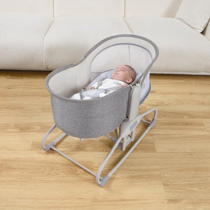 Mastela 4-in-1 Baby Swing for Infants,Cradle can Rotate 360 °, Adjustable backrest app contro on Your Phone,Detachable Independent Crib（Dark Gray Bear Pattern）