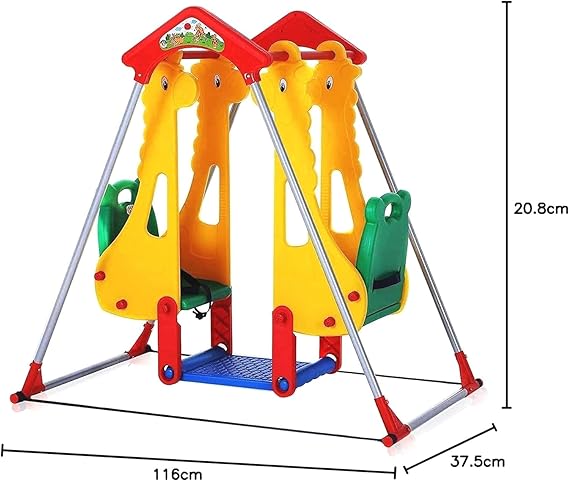 Baby, Double Seater Swing for Kids with Stand, Multi coloured made in Taiwan,(Duble swing)