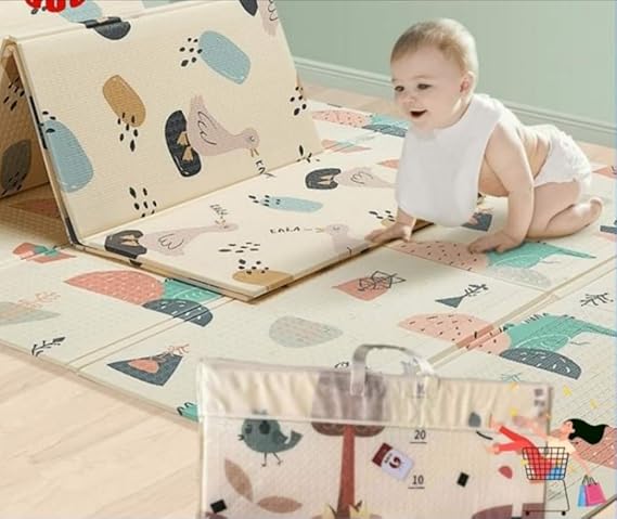 FLOOR BABY MAT NON-SLIP 180x200 cm size Portable baby play mat foldable XPE Baby Crawling Mat Thickening Environmental Protection Rug Playmat Double Surface Baby Carpet WATER PROOF MAT, (MULTI DESIGN)