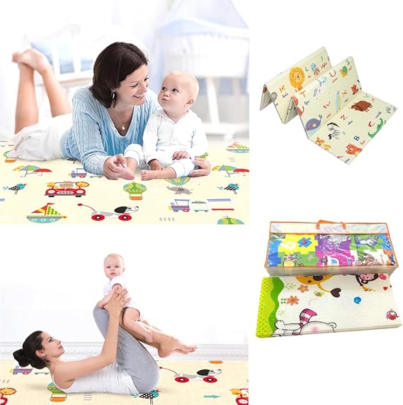 FLOOR BABY MAT NON-SLIP 180x200 cm size Portable baby play mat foldable XPE Baby Crawling Mat Thickening Environmental Protection Rug Playmat Double Surface Baby Carpet WATER PROOF MAT, (MULTI DESIGN)