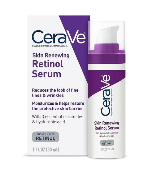 Roll over image to zoom in CeraVe Anti Aging Retinol Serum 1 Ounce Cream Serum for Smoothing Fine Lines and Skin Brightening Fragrance Free, 1 Fl Oz