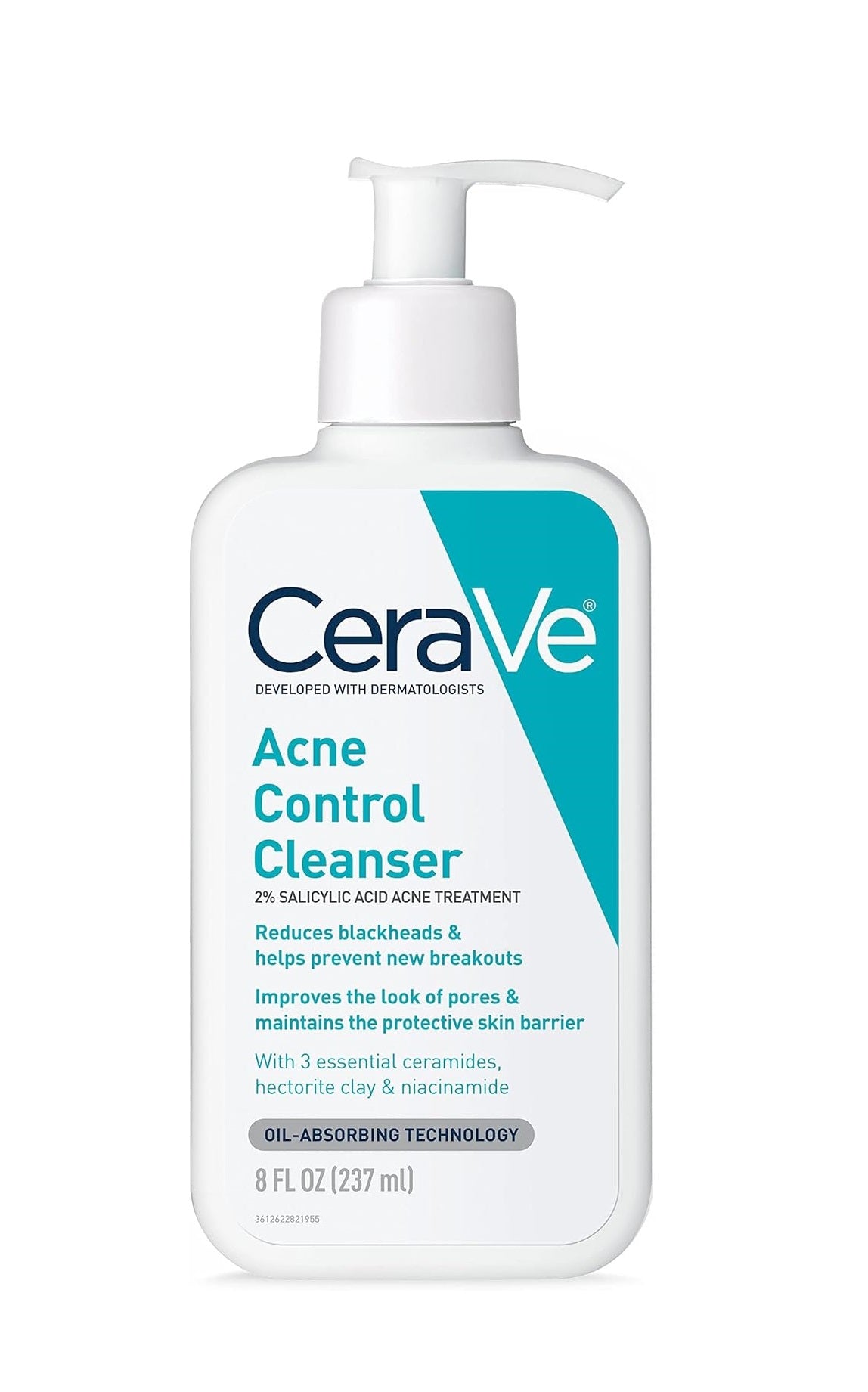 CeraVe Face Wash Acne Treatment Salicylic Acid Cleanser with Purifying Clay for Oily Skin Blackhead Remover and Clogged Pore Control 8 Ounce, multi, 8 Fl Oz