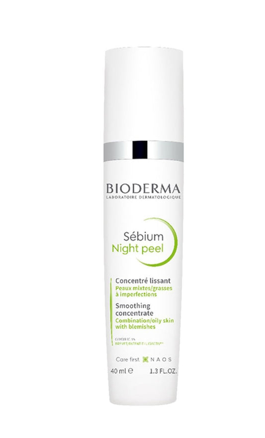 Bioderma Sebium Night Peel Smoothing Concentrate Gel For Combination To Oily Skin With Blemishes, 40 ml