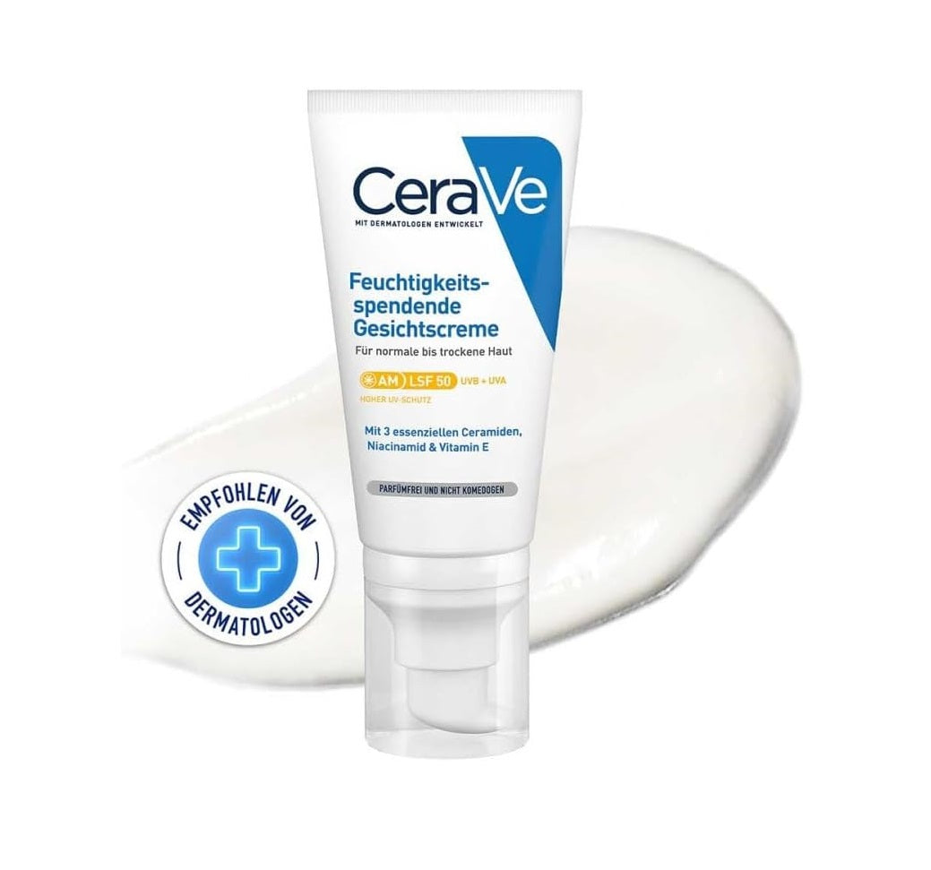 CeraVe AM Facial Moisturising Lotion SPF50 with Ceramides & Vitamin E for Normal to Dry Skin 52ml