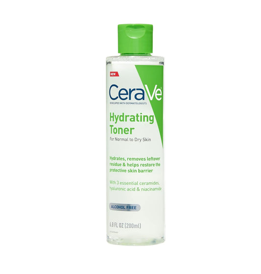 CeraVe Hydrating Toner for Face Non-Alcoholic with Hyaluronic Acid, Niacinamide, and Ceramides for Sensitive Dry Skin, Fragrance-Free Non Comedogenic, Full Size, 6.80 Ounce (Pack of 1)