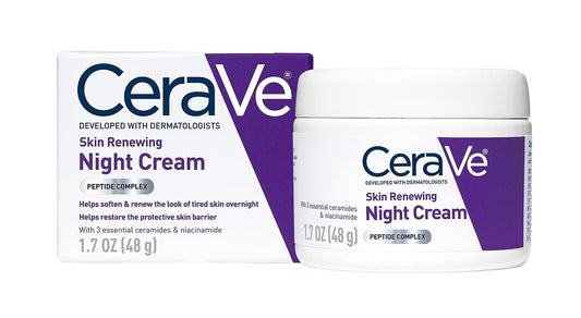 CeraVe Skin Renewing Night Cream | Niacinamide, Peptide Complex, and Hyaluronic Acid Moisturizer for Face | 1.7 Ounce