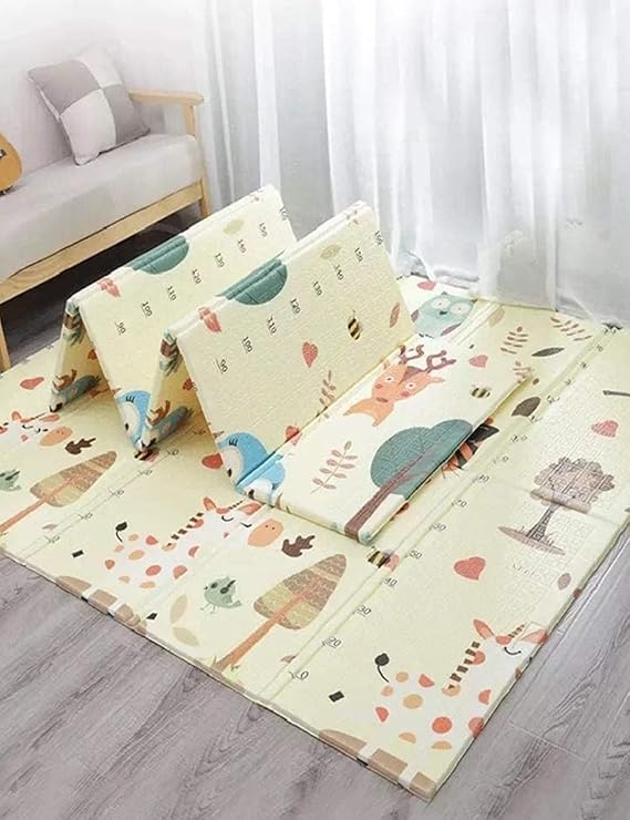 FLOOR BABY MAT NON-SLIP 180x200 cm size Portable baby play mat foldable XPE Baby Crawling Mat Thickening Environmental Protection Rug Playmat Double Surface Baby Carpet WATER PROOF MAT, (MULTI DESIGN)