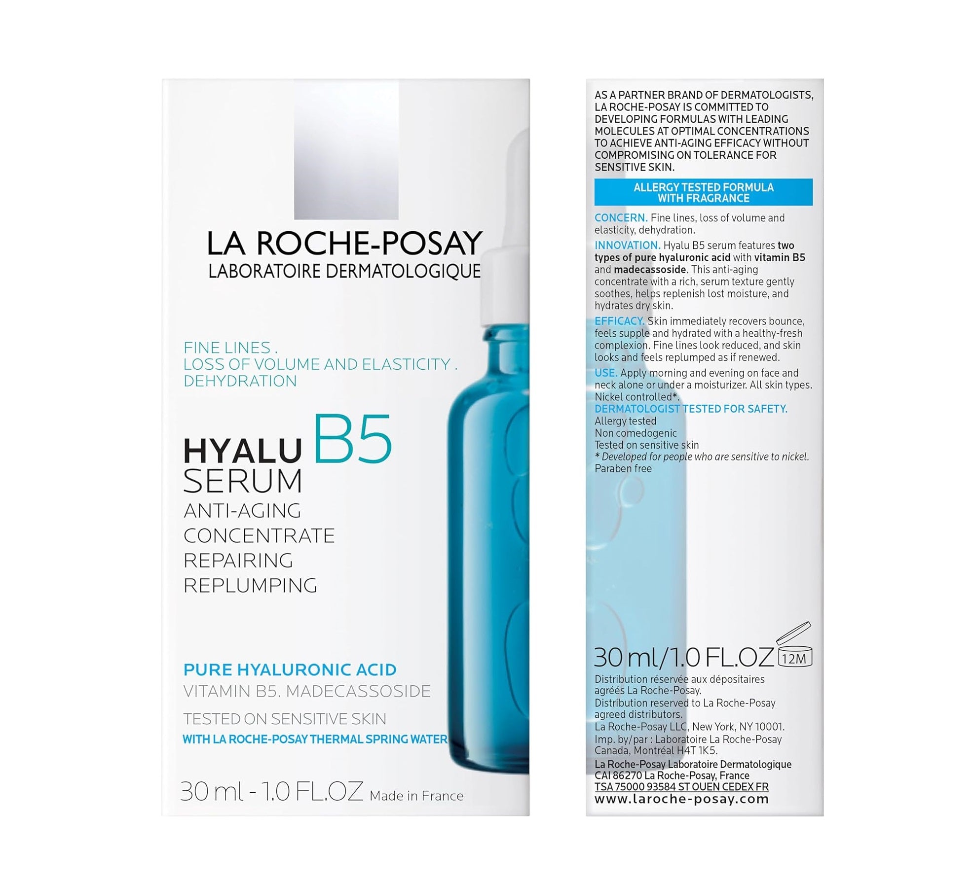 La Roche-Posay Hyalu B5 Pure Hyaluronic Acid Serum for Face, with Vitamin B5. Anti-Aging Serum Concentrate for Fine Lines. Hydrating, Repairing, Replumping. Suitable for Sensitive Skin