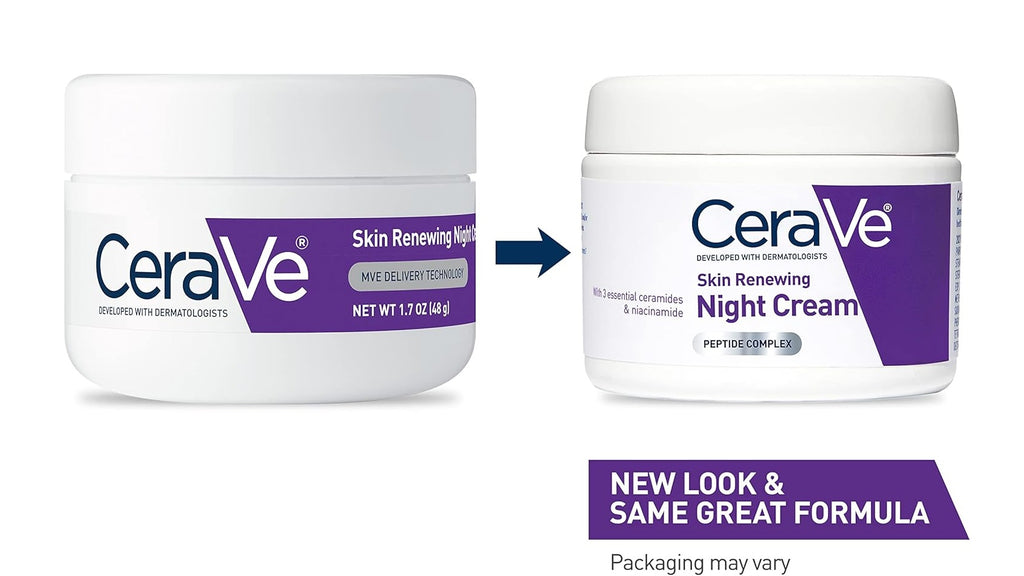CeraVe Skin Renewing Night Cream | Niacinamide, Peptide Complex, and Hyaluronic Acid Moisturizer for Face | 1.7 Ounce