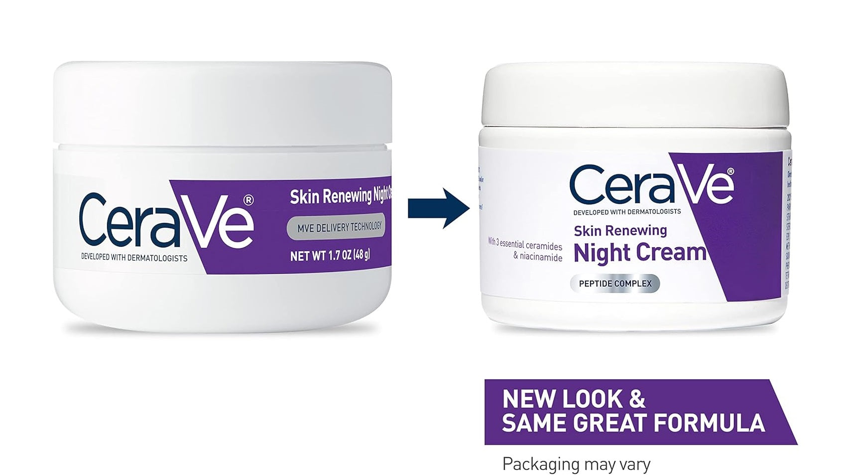 CeraVe Skin Renewing Night Cream | Niacinamide, Peptide Complex, and Hyaluronic Acid Moisturizer for Face | 1.7 Ounce