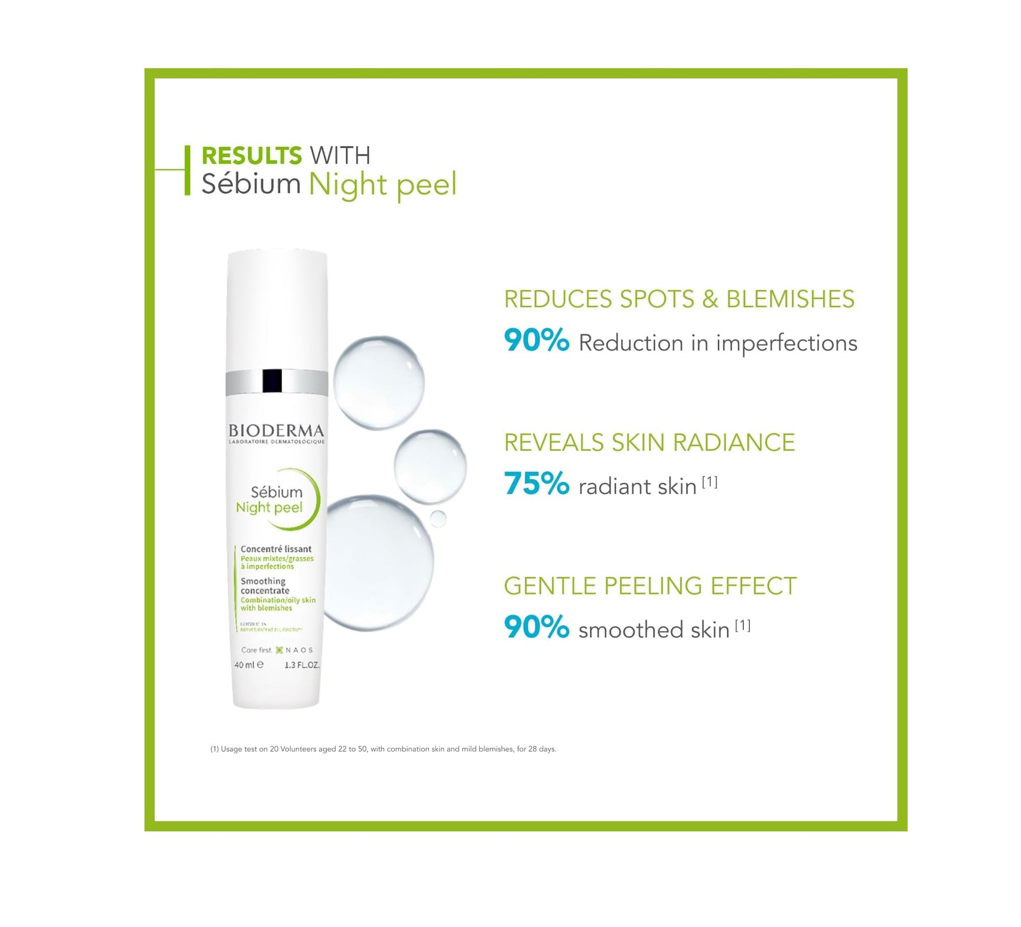 Bioderma Sebium Night Peel Smoothing Concentrate Gel For Combination To Oily Skin With Blemishes, 40 ml