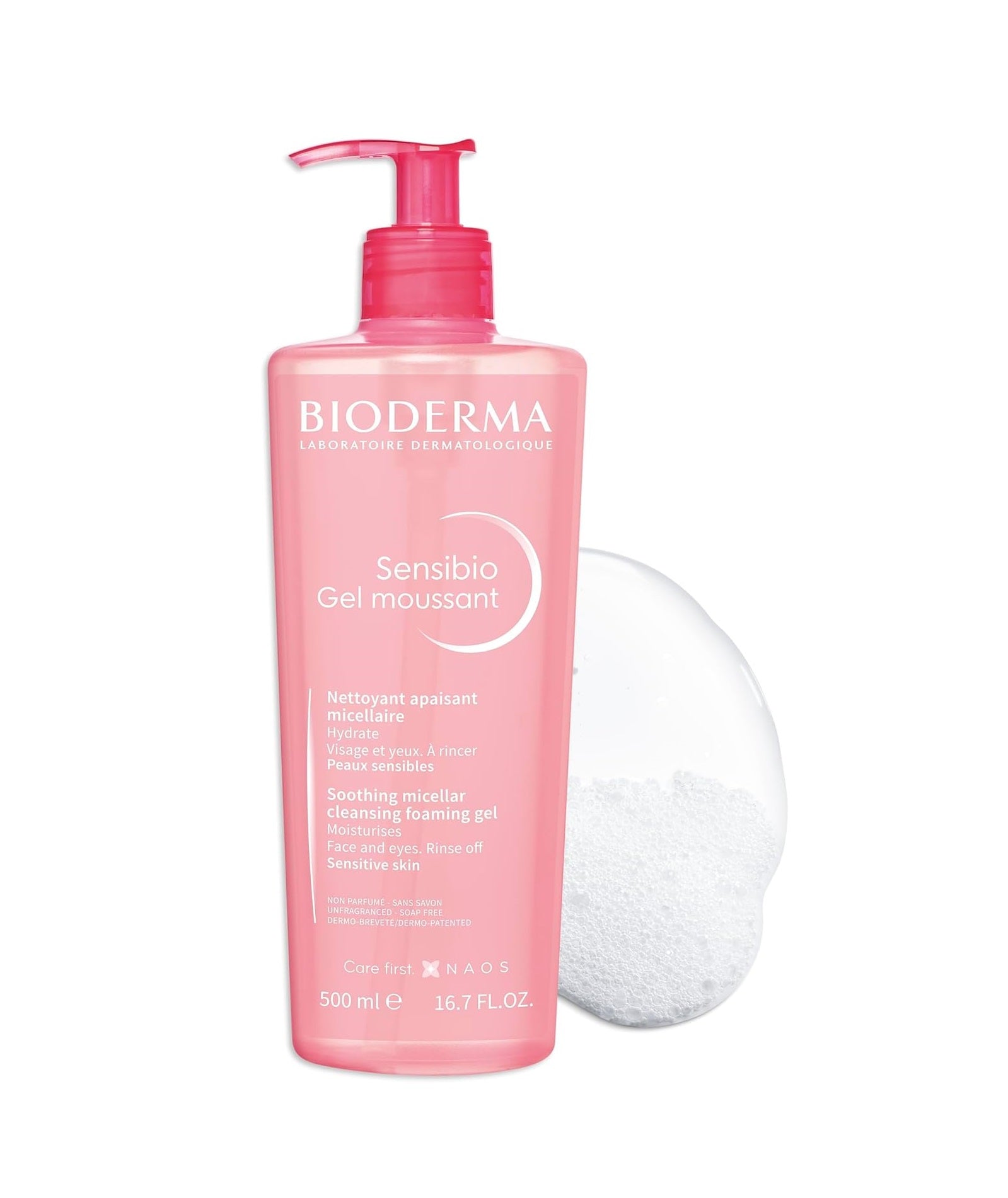 BioDerma Sensibio Soothing Micellar Cleansing Foaming Gel For Sensitive Skin, 500 ml