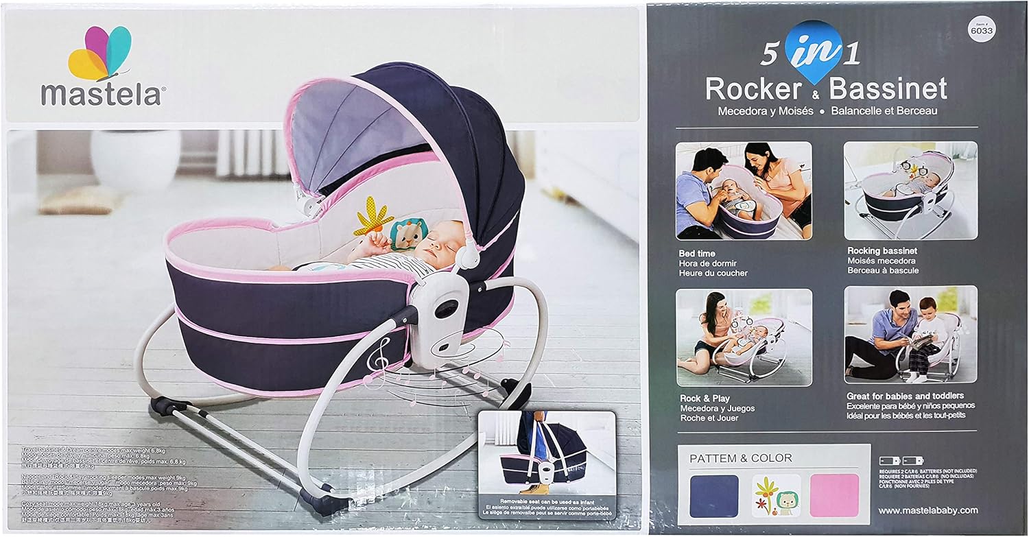 Mastela 5 In 1 Rocker Bassinet Set For Kids Purple