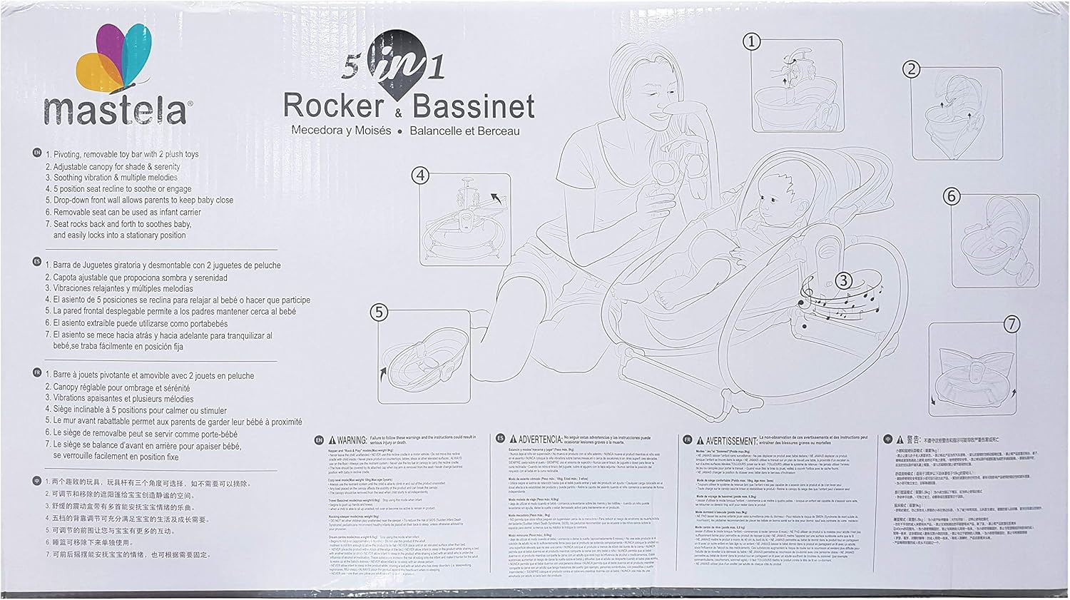 Mastela 5 In 1 Rocker Bassinet Set For Kids Purple