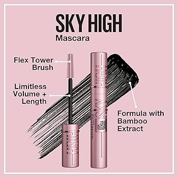 Maybelline New York Mascara, Volumizing & Lengthening Mascara, Washable Flake-Free Formula With Bamboo Extract & Fibres, Lash Sensational Sky High, Black