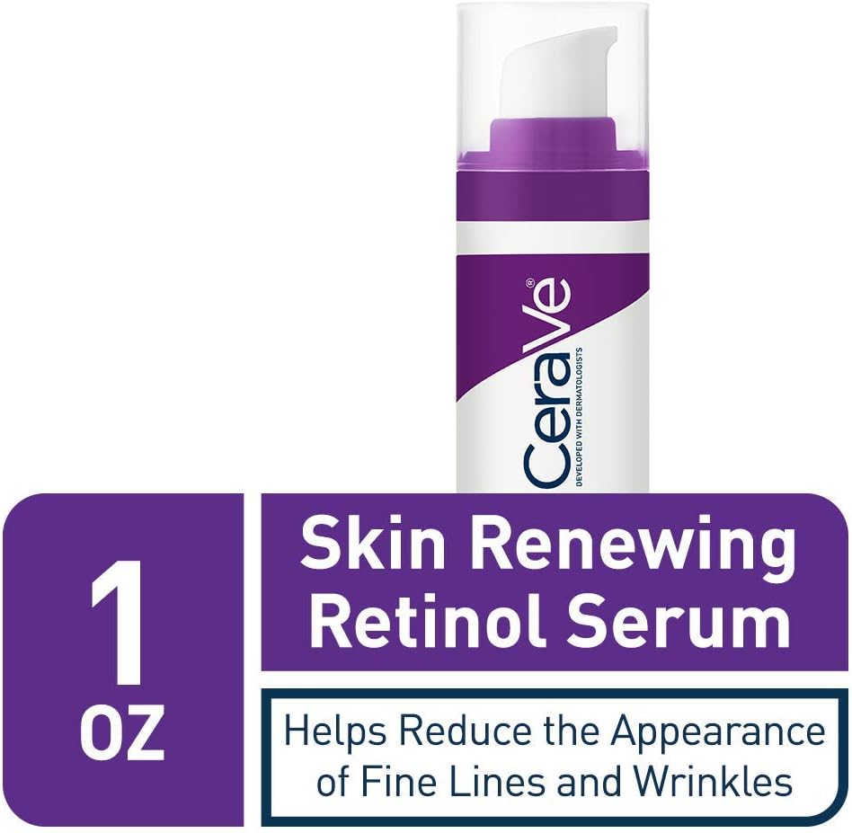 Roll over image to zoom in CeraVe Anti Aging Retinol Serum 1 Ounce Cream Serum for Smoothing Fine Lines and Skin Brightening Fragrance Free, 1 Fl Oz
