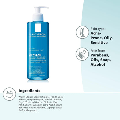 La Roche-Posay Effaclar Purifying Foaming Gel For Oily Sensitive Skin For Unisex - 13.5 Oz Ge