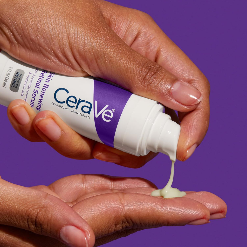 Roll over image to zoom in CeraVe Anti Aging Retinol Serum 1 Ounce Cream Serum for Smoothing Fine Lines and Skin Brightening Fragrance Free, 1 Fl Oz