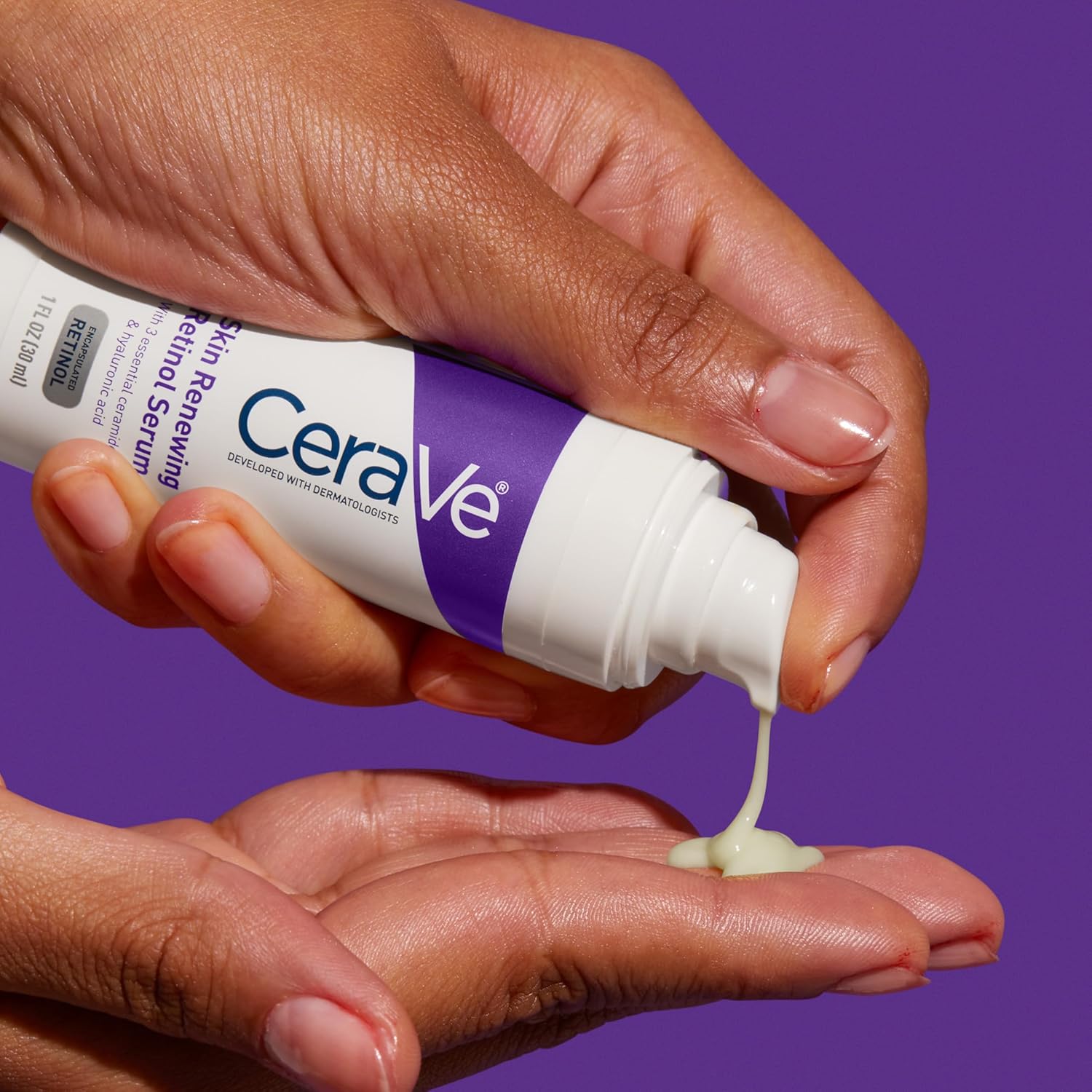 Roll over image to zoom in CeraVe Anti Aging Retinol Serum 1 Ounce Cream Serum for Smoothing Fine Lines and Skin Brightening Fragrance Free, 1 Fl Oz