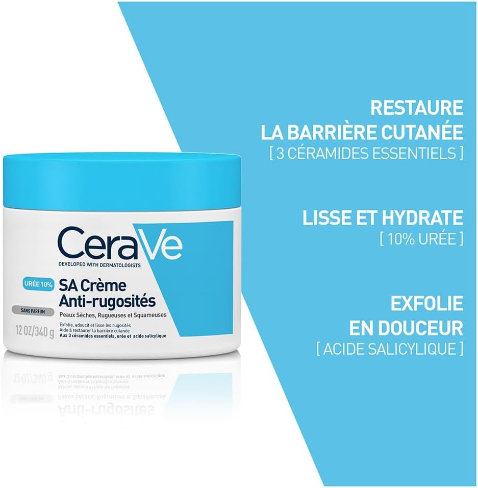 CeraVe SA Smoothing Cream 340g/12oz | Body Moisturiser for Smoother Skin in Just 3 Days