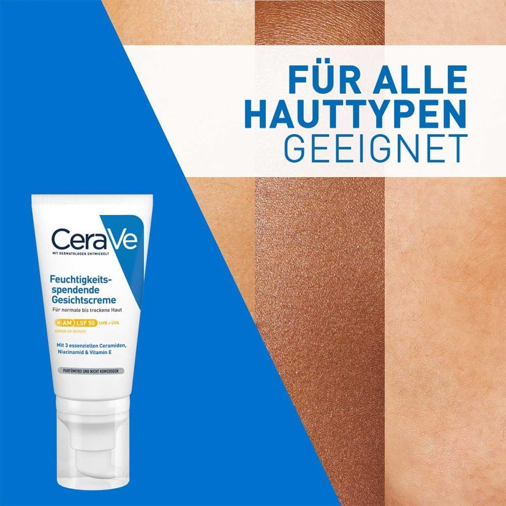 CeraVe AM Facial Moisturising Lotion SPF50 with Ceramides & Vitamin E for Normal to Dry Skin 52ml