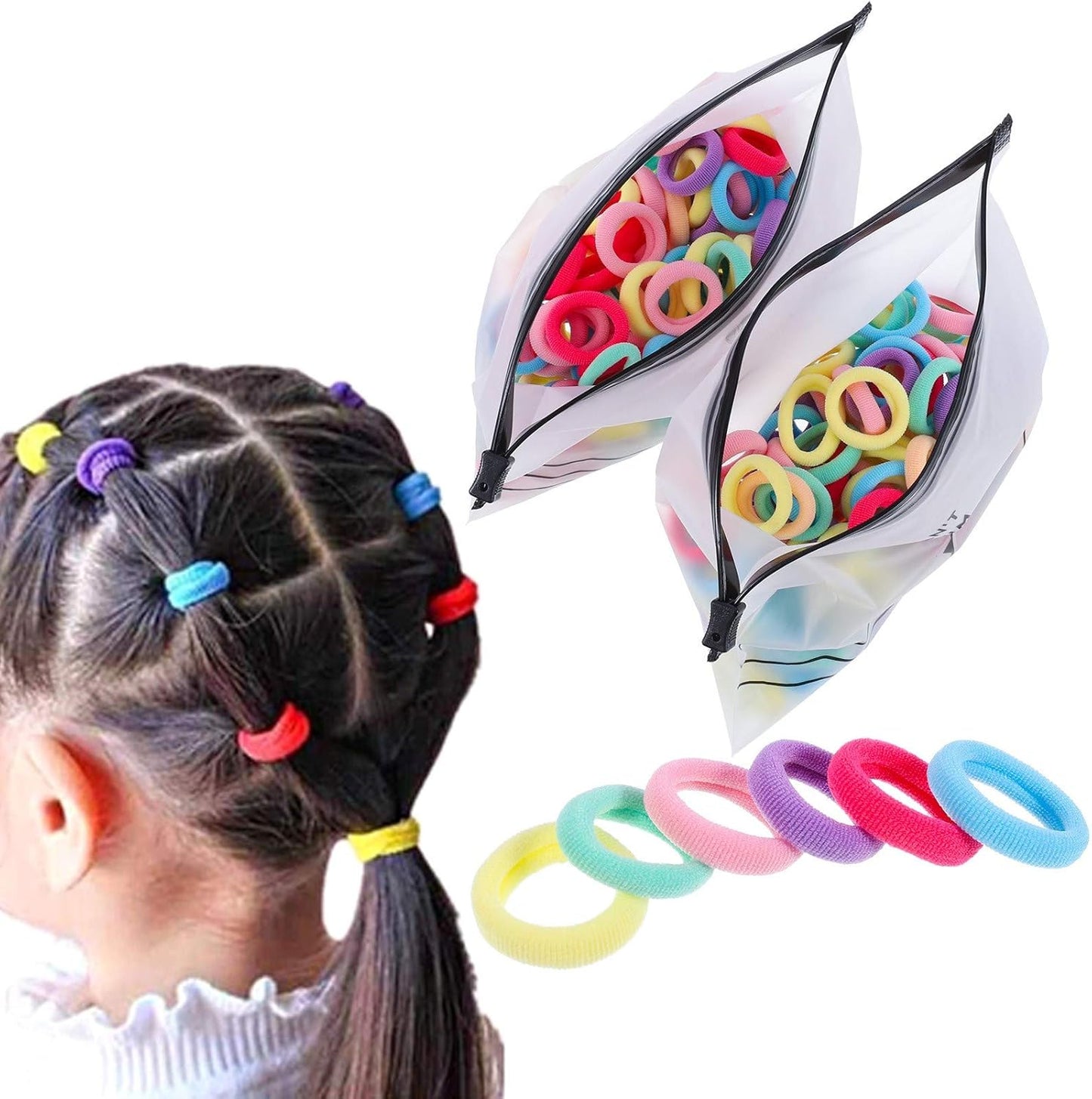 United Fashion Baby Pack Pastel Colorful Nylon Elastics Hair Tie Girls’ Ponytail Holder Accessories 100PCS