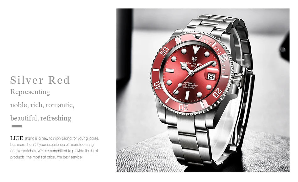 LIGE Women Watches Mechanical Watch Luxury Bracelet Wrist Wristwatch Elegant Ladies Automatic Date Clock Watch Relogio Feminino
