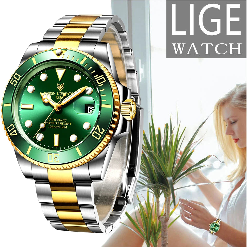 LIGE Women Watches Mechanical Watch Luxury Bracelet Wrist Wristwatch Elegant Ladies Automatic Date Clock Watch Relogio Feminino
