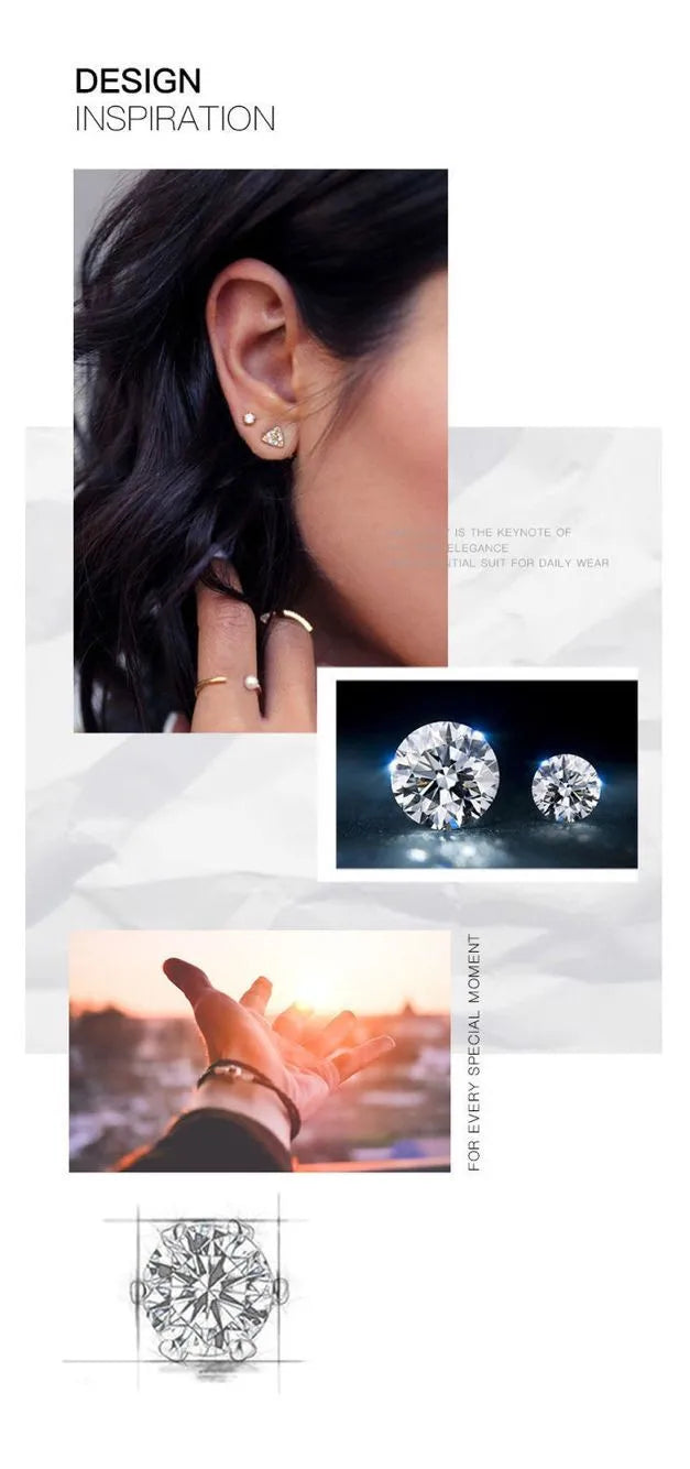 GRA 100% Real Sterling Silver With 2 Certificates Moissanite 6 prong Earrings D Color Stud For Women Top Quality Wedding Jewelry