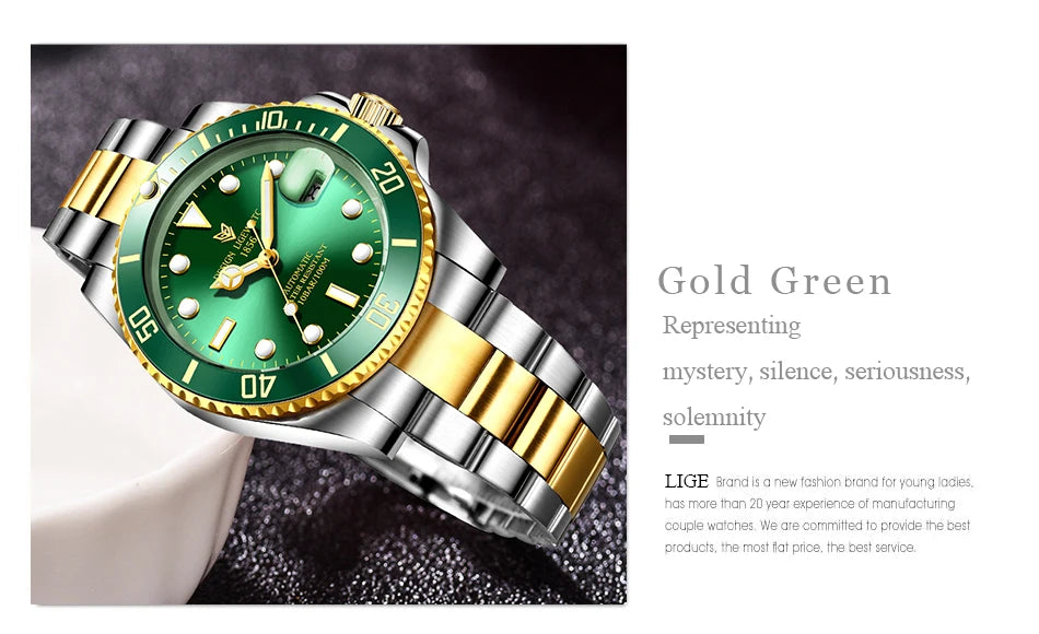 LIGE Women Watches Mechanical Watch Luxury Bracelet Wrist Wristwatch Elegant Ladies Automatic Date Clock Watch Relogio Feminino
