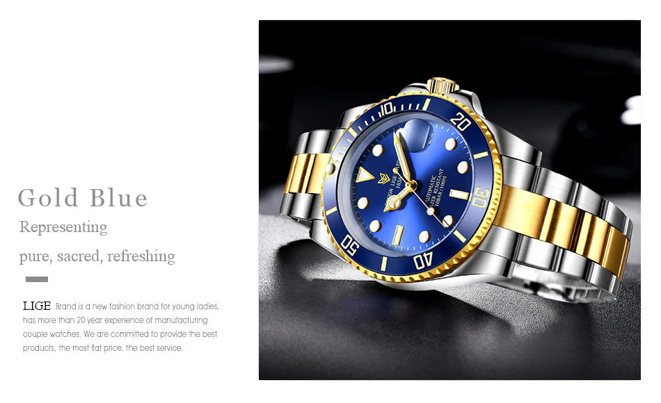 LIGE Women Watches Mechanical Watch Luxury Bracelet Wrist Wristwatch Elegant Ladies Automatic Date Clock Watch Relogio Feminino