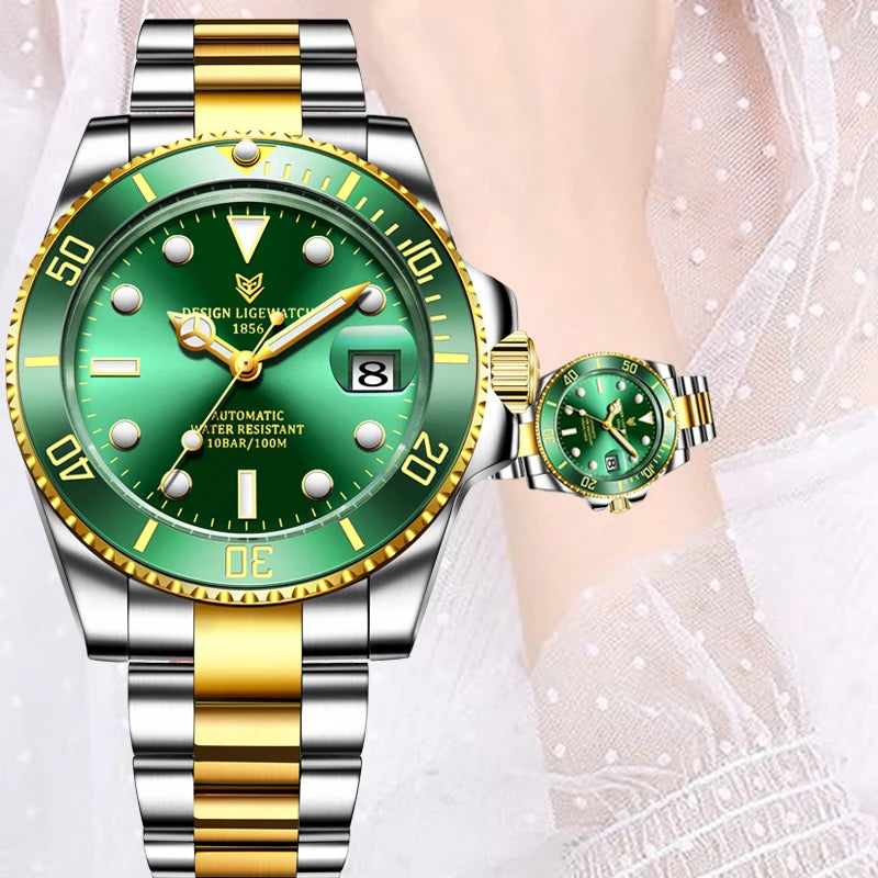LIGE Women Watches Mechanical Watch Luxury Bracelet Wrist Wristwatch Elegant Ladies Automatic Date Clock Watch Relogio Feminino