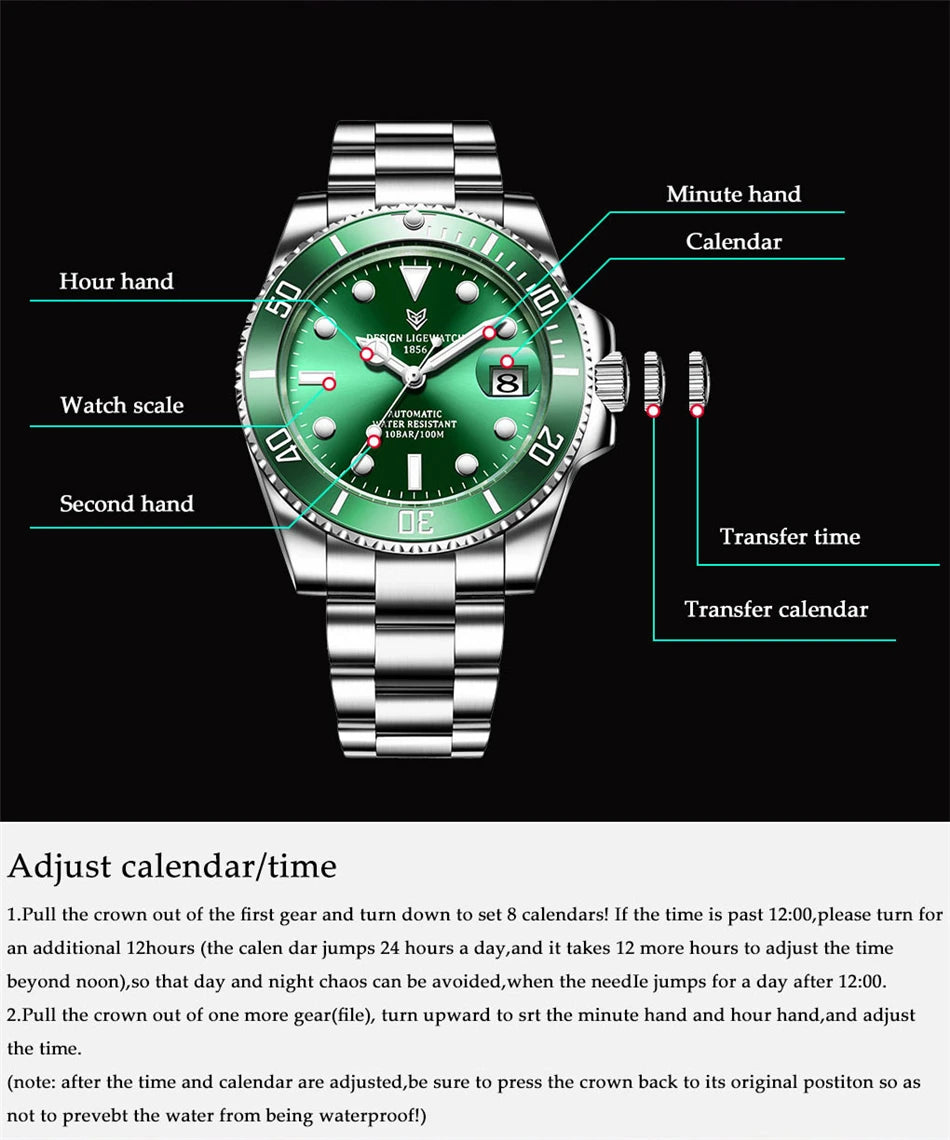 LIGE Women Watches Mechanical Watch Luxury Bracelet Wrist Wristwatch Elegant Ladies Automatic Date Clock Watch Relogio Feminino