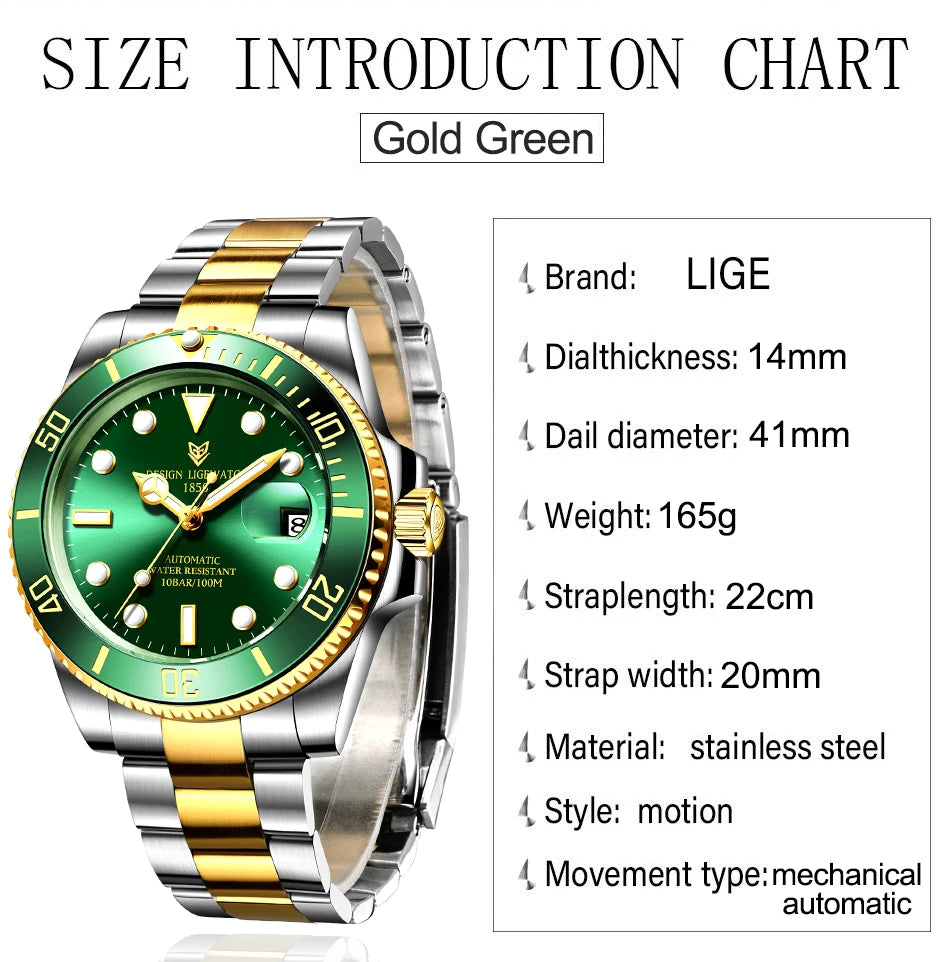 LIGE Women Watches Mechanical Watch Luxury Bracelet Wrist Wristwatch Elegant Ladies Automatic Date Clock Watch Relogio Feminino