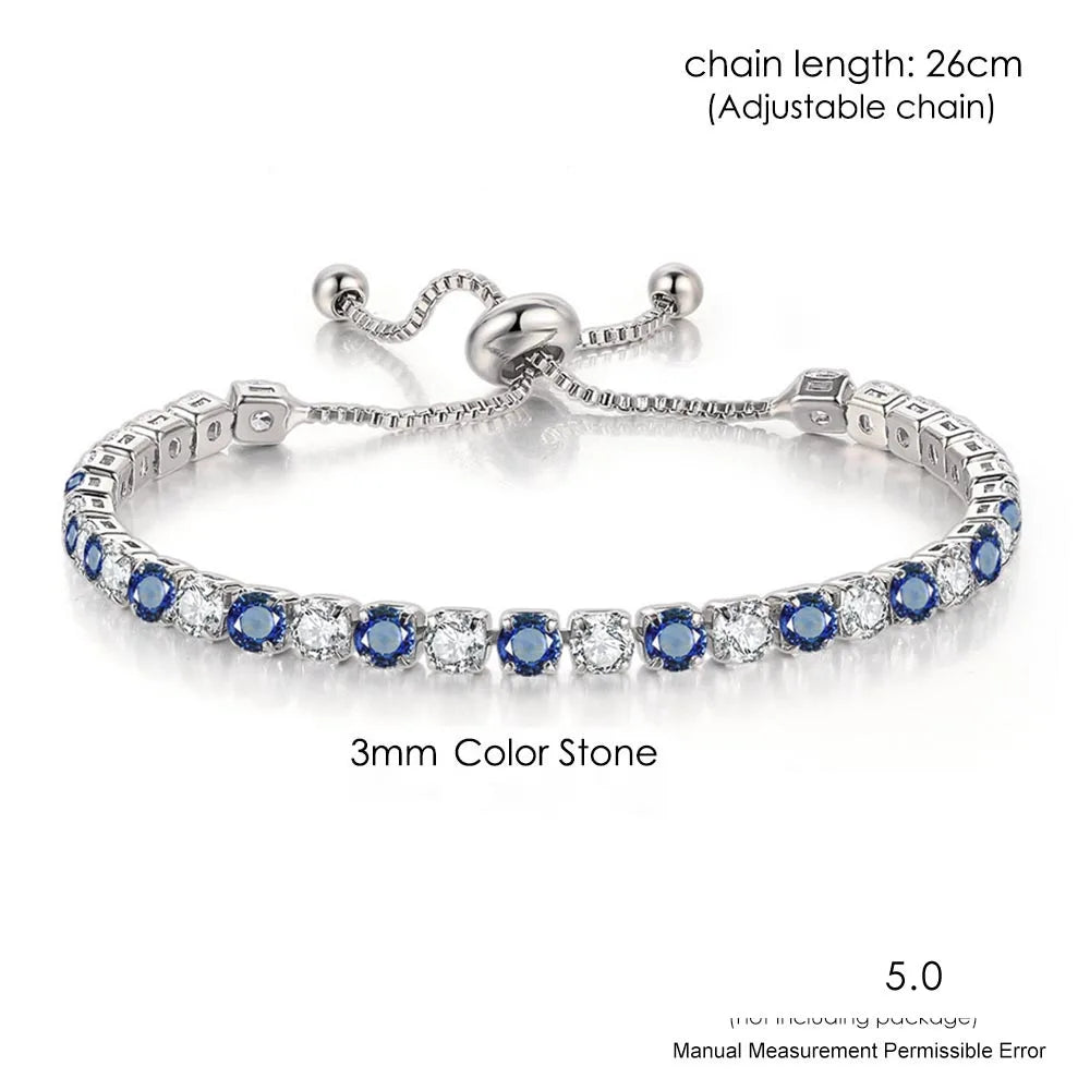 Adjustable Multicolor Tennis Bracelets for Women Ladies Wedding Rainbow Colorful Zircon Charm Bracelet Hand Chain Jewelry DZH043