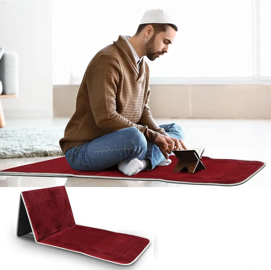 Foldable Prayer Mat Prayer Rug with Backrest Folding Meditation Chair with Storage Bag Soft Meditation Rug Praying Mat Praying Carpet for Rest Men Women Prayer Ramadan Eid, Muslim Gift