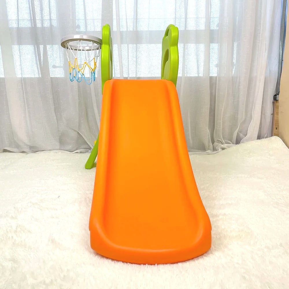 Kids Slide Basketball Hoop Activity Center Outdoor Toddler Play Set Orange