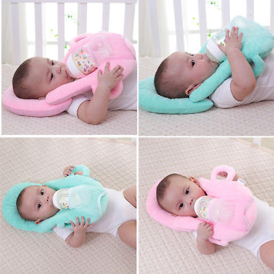 Baby Self-Feeding Pillow  Portable Baby Feeding Pillows Portable Detachable Self-Feeding Lounger Baby Bottle Holder Infant Cushion (pink, green, cream)