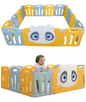 Baby Playpen,Foldable Baby play room, Portable Plastic Play Yard with Activity Panel, Yellow and Grey, size, D163xW163xH53