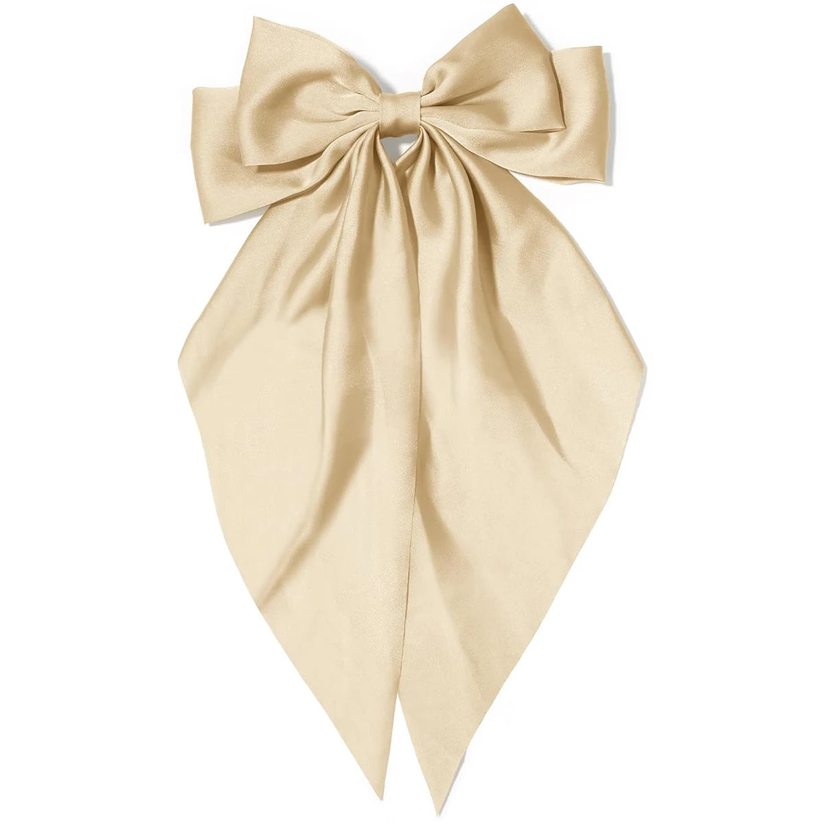 Women's pink bow hair clip, large white satin bow, long tail alligator clip, big hair bow girl suitable for birthday wedding dan