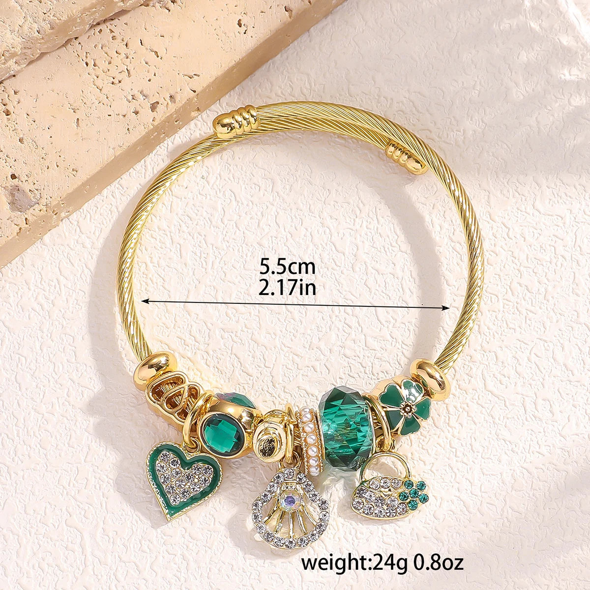 Fashion Multi Element Stainless Steel Circle Panjiadora Beaded Love Bracelet Suitable for Women's Dating, Daily Holiday Gifts